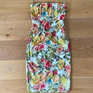 Alice + Olivia Strapless Floral Cocktail Dress